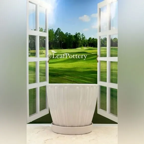 Pancho White Ceramic Planter Pot with Saucer Attached - Picture 9 of 9